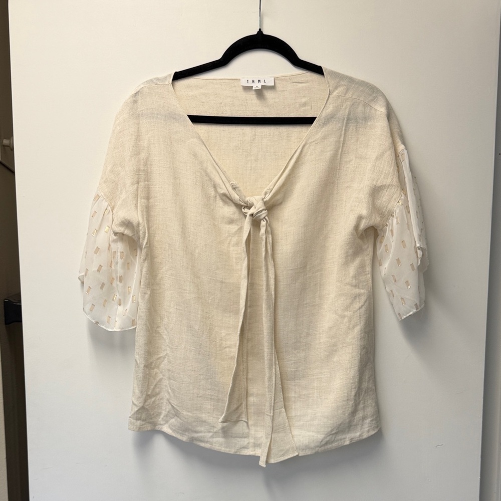 THML Cream Tie-Front Blouse